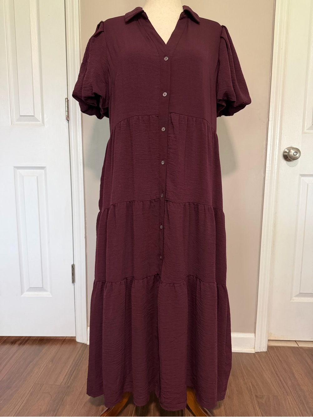 Cece - Deep Purple Tiered Maxi dress - L